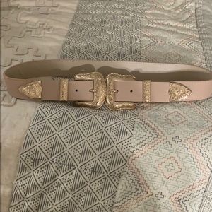 pink double buckle belt